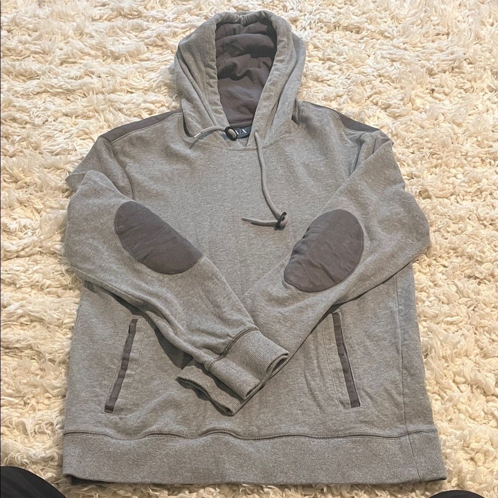 Armani Exchange Gray Hoodie with Black Accents